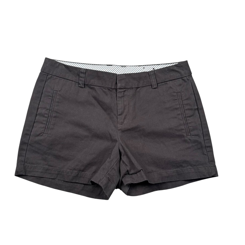Stylus Womens Black Cotton Chino Shorts Size 2 Mid Rise Flat Front Summer Basic
